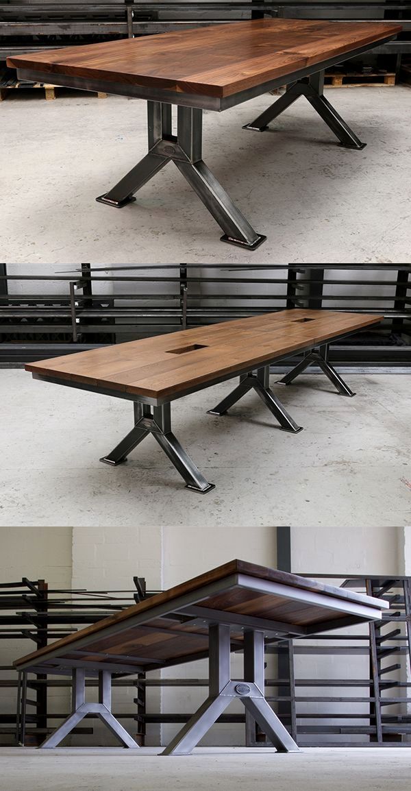 Mesa de exterior de madera y hierro